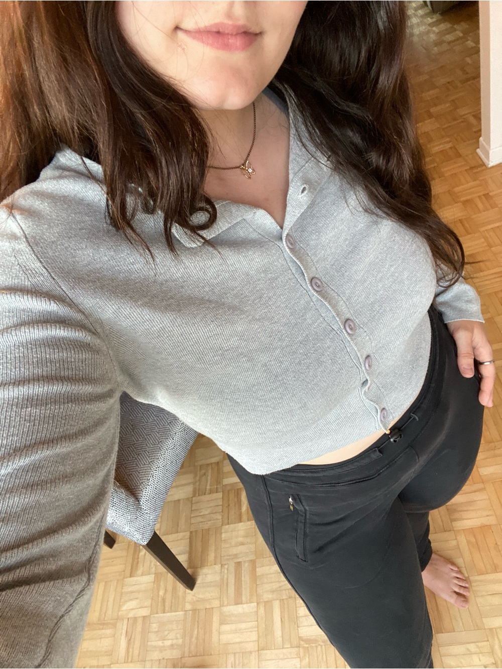 Streetwear Society Light Gray Ribbed Knit Top